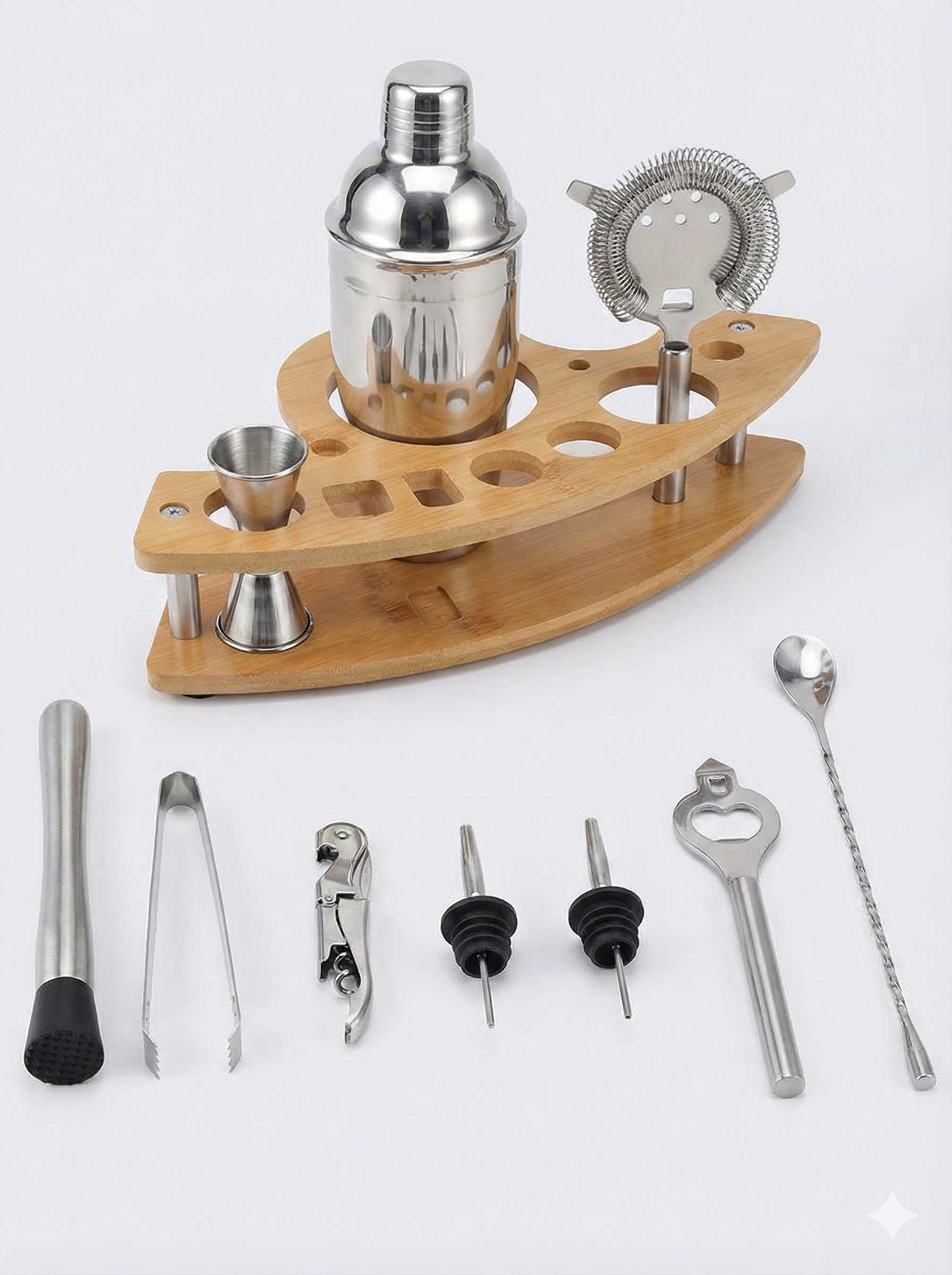 Premium Mixology Bartender Kit with Stylish Bamboo Organizer